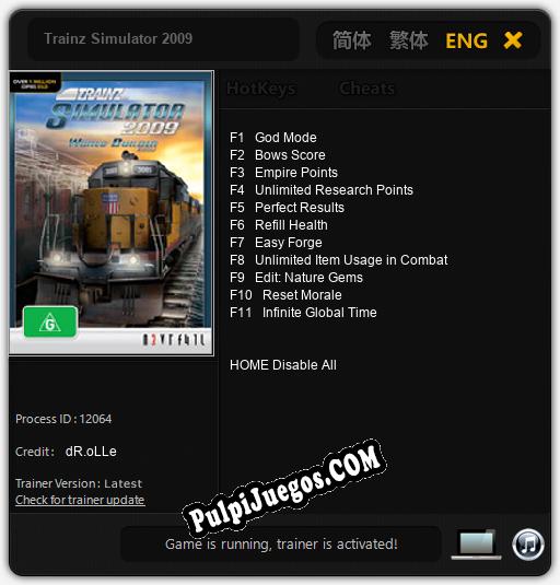 Trainz Simulator 2009: Treinador (V1.0.69)