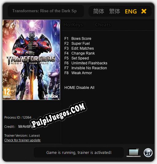 Transformers: Rise of the Dark Spark: Treinador (V1.0.43)