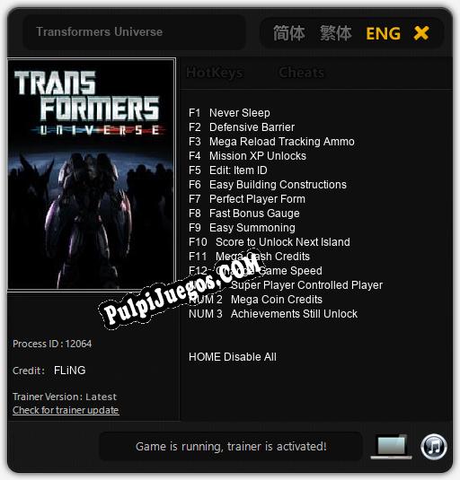 Entrenador liberado a Transformers Universe [v1.0.2]