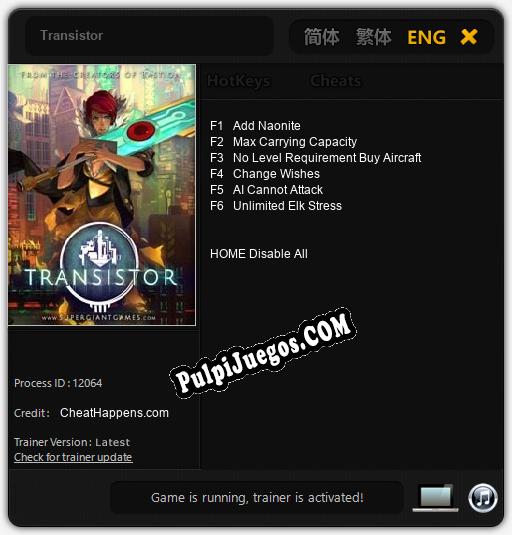 Transistor: Trainer +6 [v1.4]