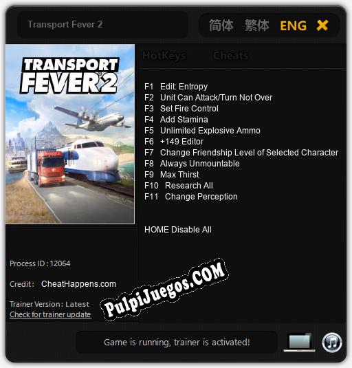 Transport Fever 2: Treinador (V1.0.30)