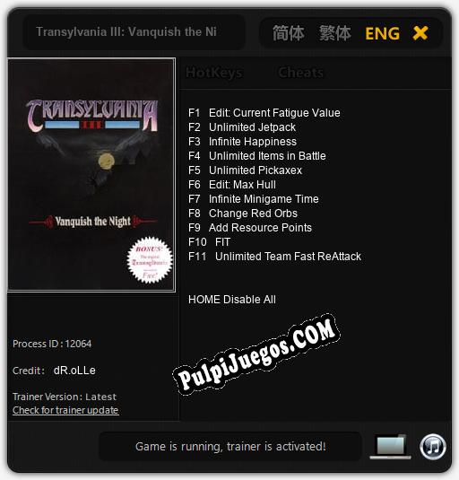 Transylvania III: Vanquish the Night: Cheats, Trainer +11 [dR.oLLe]