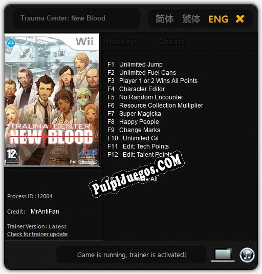 Trauma Center: New Blood: Cheats, Trainer +12 [MrAntiFan]