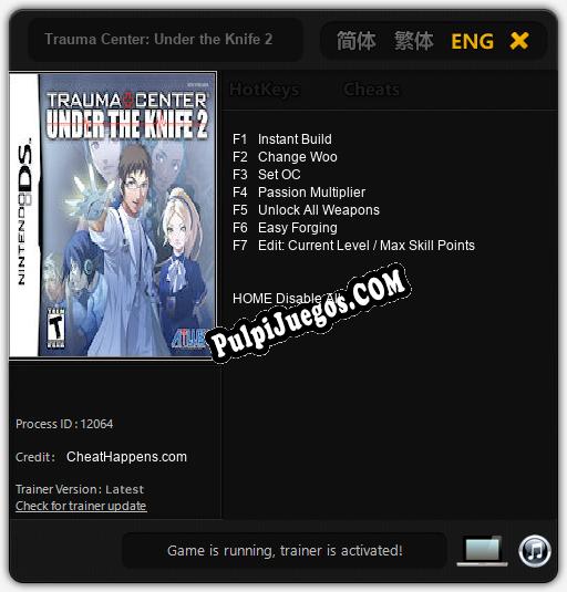 Trauma Center: Under the Knife 2: Trainer +7 [v1.9]