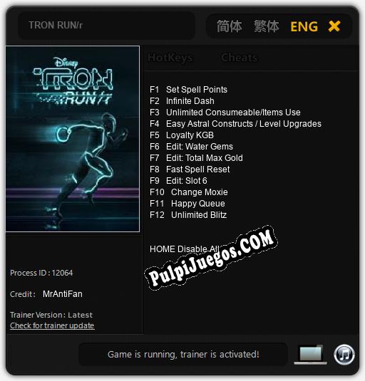 Entrenador liberado a TRON RUN/r [v1.0.3]