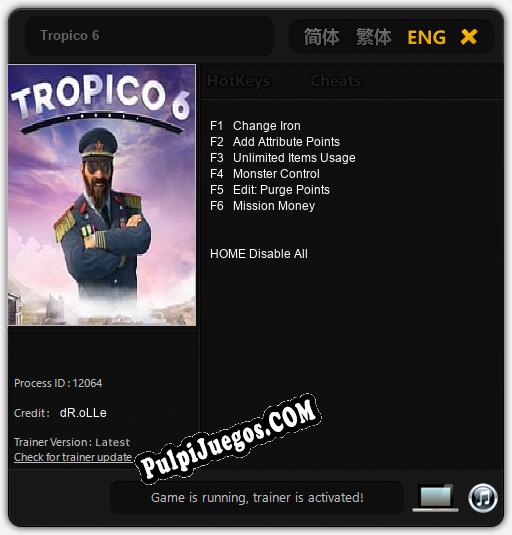 Entrenador liberado a Tropico 6 [v1.0.3]