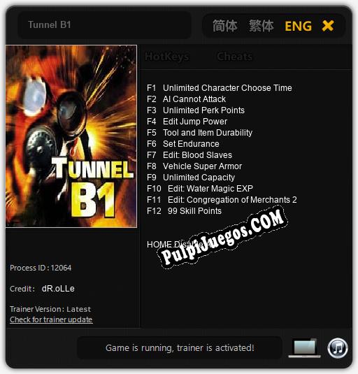 Tunnel B1: Cheats, Trainer +12 [dR.oLLe]