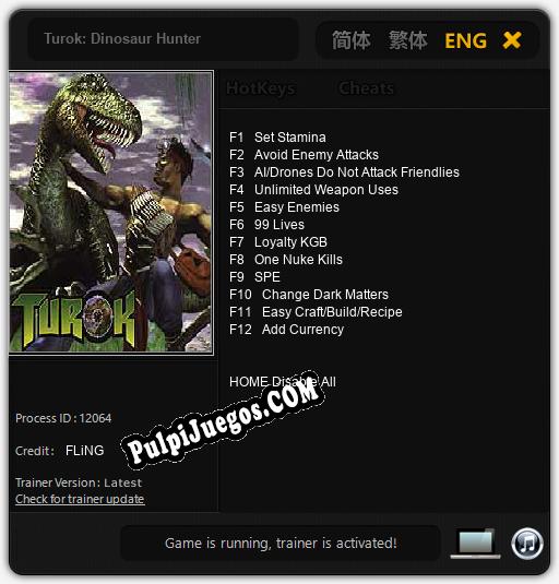 Turok: Dinosaur Hunter: Cheats, Trainer +12 [FLiNG]