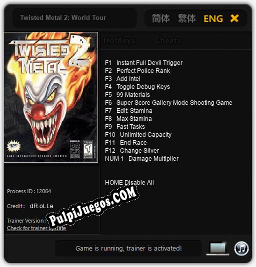 Twisted Metal 2: World Tour: Treinador (V1.0.36)