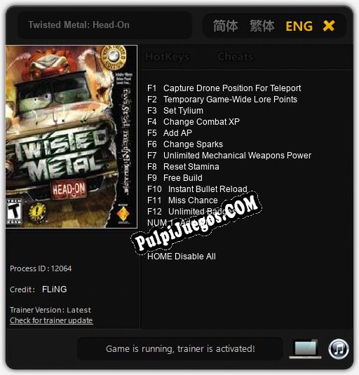 Twisted Metal: Head-On: Trainer +13 [v1.7]