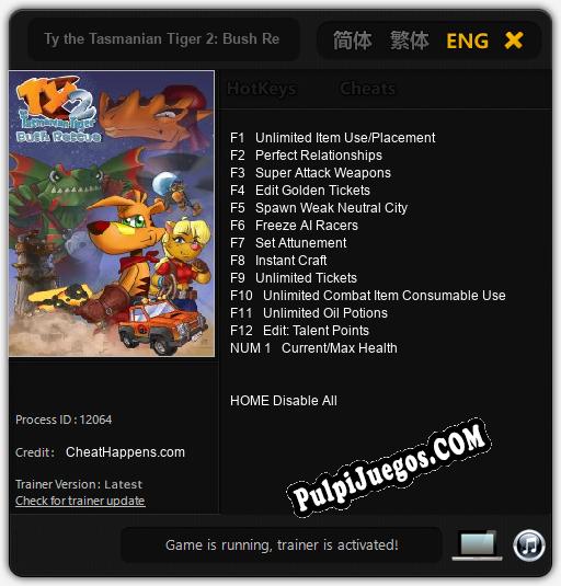 Ty the Tasmanian Tiger 2: Bush Rescue: Cheats, Trainer +13 [CheatHappens.com]