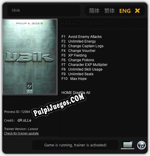 Ubik: Cheats, Trainer +10 [dR.oLLe]