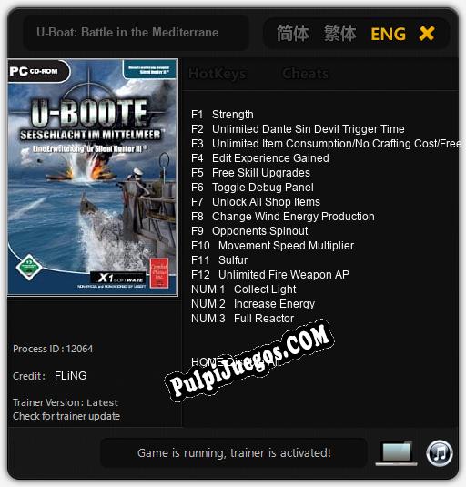 U-Boat: Battle in the Mediterranean: Treinador (V1.0.64)