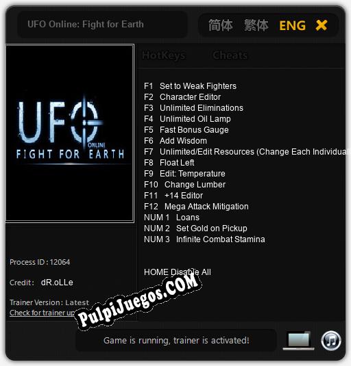 Entrenador liberado a UFO Online: Fight for Earth [v1.0.2]