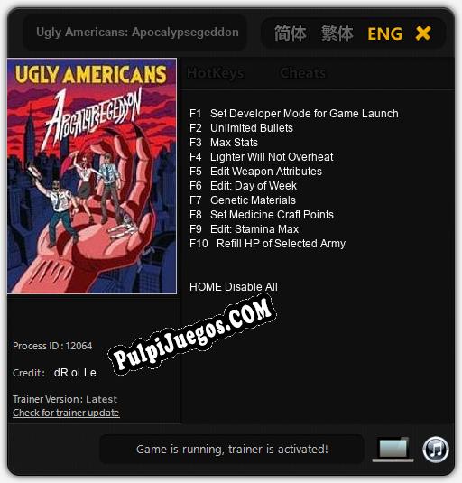 Ugly Americans: Apocalypsegeddon: Trainer +10 [v1.8]