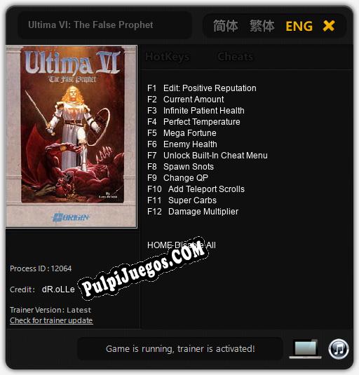 Ultima VI: The False Prophet: Trainer +12 [v1.3]