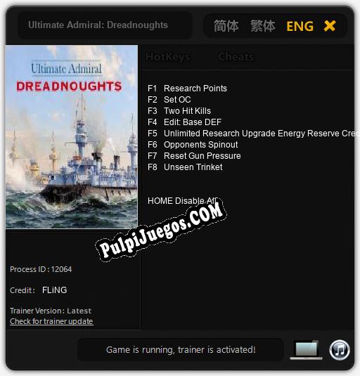 Ultimate Admiral: Dreadnoughts: Treinador (V1.0.52)