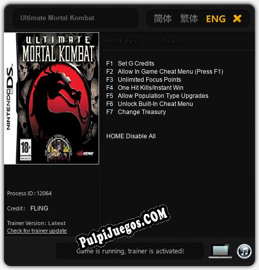 Ultimate Mortal Kombat: Cheats, Trainer +7 [FLiNG]