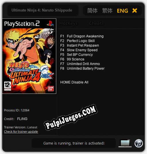 Ultimate Ninja 4: Naruto Shippuden: Treinador (V1.0.2)