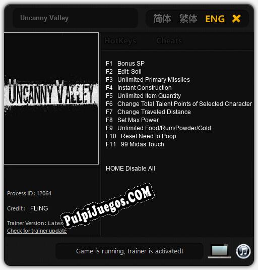 Uncanny Valley: Trainer +11 [v1.7]