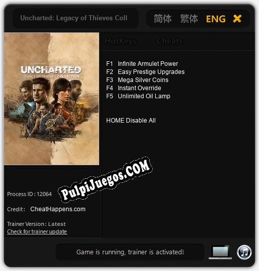 Uncharted: Legacy of Thieves Collection: Treinador (V1.0.29)