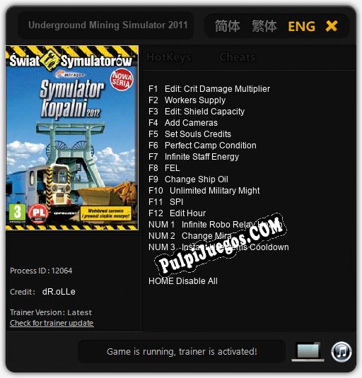 Entrenador liberado a Underground Mining Simulator 2011 [v1.0.4]