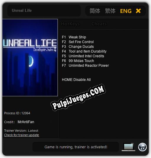 Unreal Life: Treinador (V1.0.59)