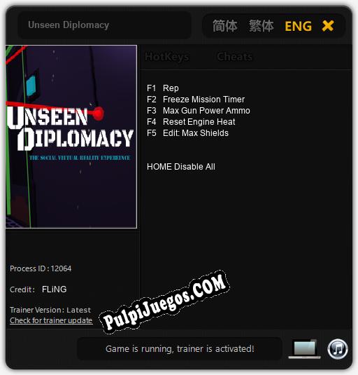 Unseen Diplomacy: Trainer +5 [v1.2]