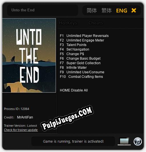 Unto the End: Cheats, Trainer +10 [MrAntiFan]