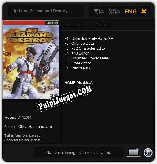 Entrenador liberado a Uprising 2: Lead and Destroy [v1.0.4]