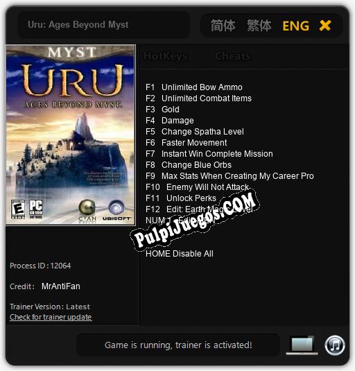 Uru: Ages Beyond Myst: Cheats, Trainer +13 [MrAntiFan]