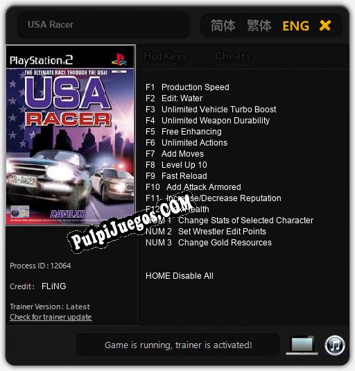 USA Racer: Cheats, Trainer +15 [FLiNG]