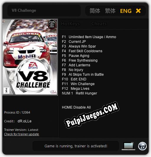 Entrenador liberado a V8 Challenge [v1.0.9]