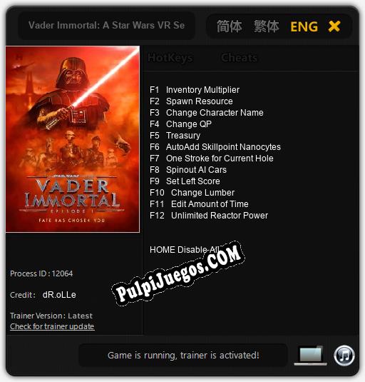 Vader Immortal: A Star Wars VR Series: Trainer +12 [v1.8]