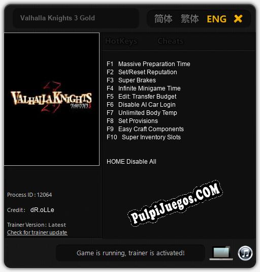 Valhalla Knights 3 Gold: Trainer +10 [v1.5]