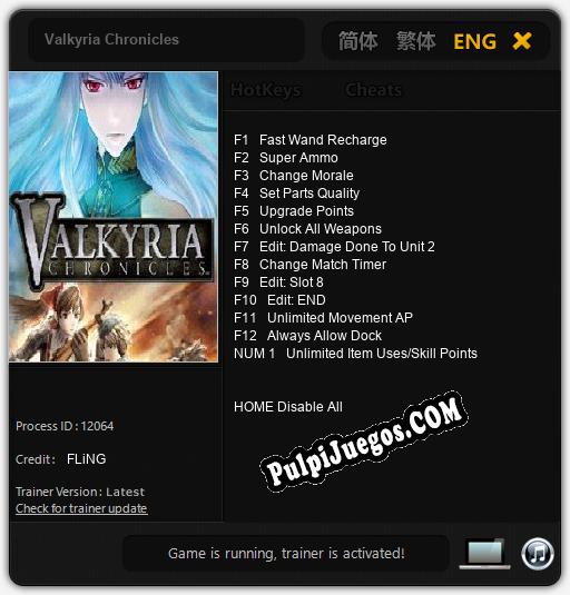 Valkyria Chronicles: Treinador (V1.0.5)