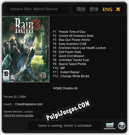 Vampire Rain: Altered Species: Cheats, Trainer +12 [CheatHappens.com]