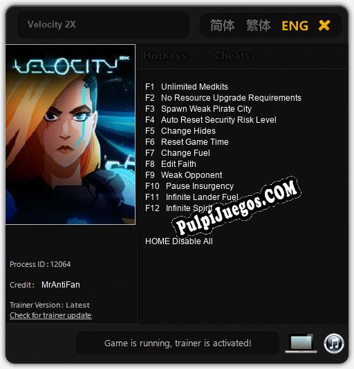 Velocity 2X: Trainer +12 [v1.4]