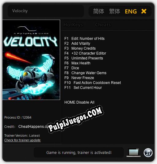 Velocity: Cheats, Trainer +11 [CheatHappens.com]