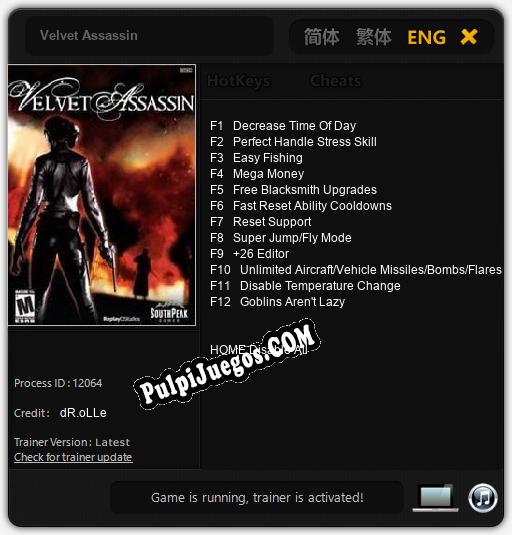 Entrenador liberado a Velvet Assassin [v1.0.8]