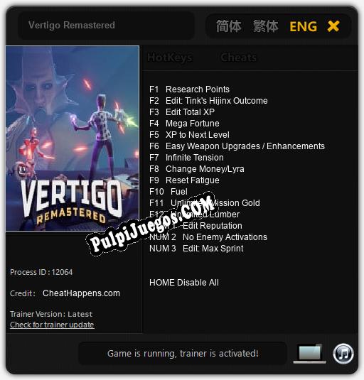 Vertigo Remastered: Cheats, Trainer +15 [CheatHappens.com]