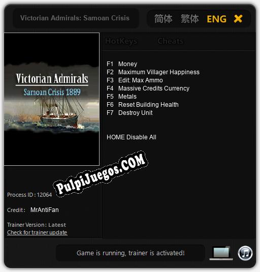 Victorian Admirals: Samoan Crisis 1889: Trainer +7 [v1.2]