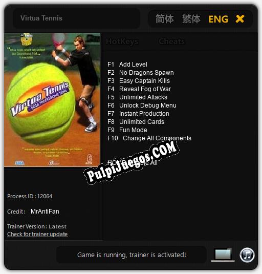 Virtua Tennis: Cheats, Trainer +10 [MrAntiFan]