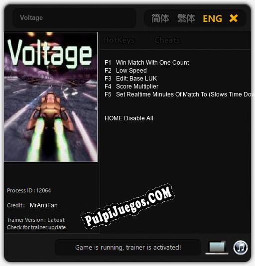 Voltage: Trainer +5 [v1.8]