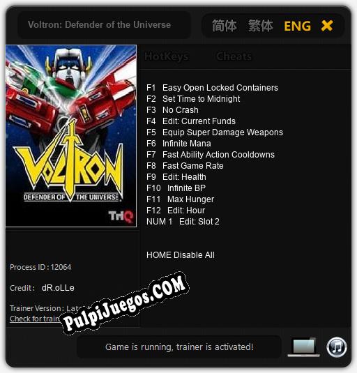 Entrenador liberado a Voltron: Defender of the Universe [v1.0.5]