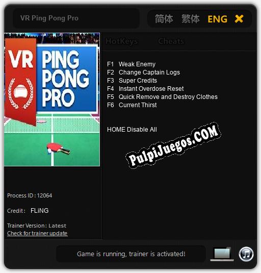 VR Ping Pong Pro: Trainer +6 [v1.4]