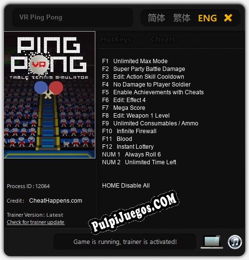 VR Ping Pong: Cheats, Trainer +14 [CheatHappens.com]