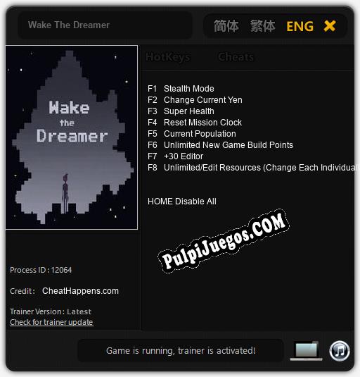 Wake The Dreamer: Treinador (V1.0.59)