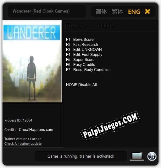 Wanderer (Red Cloak Games): Treinador (V1.0.65)