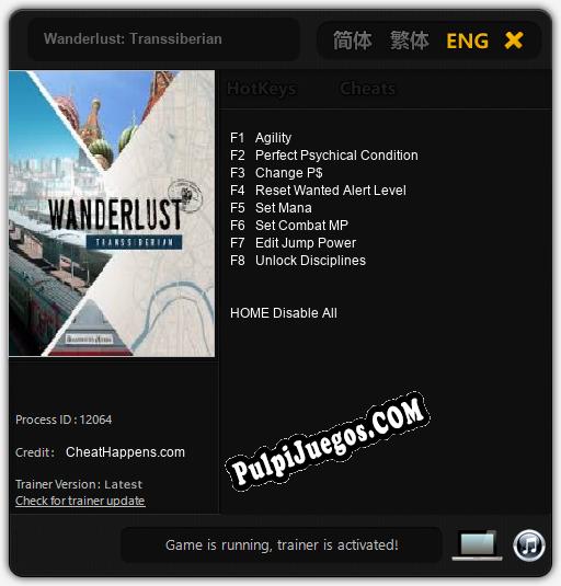 Wanderlust: Transsiberian: Trainer +8 [v1.9]